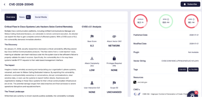CVE-2026-20045: Remote Code Execution in Cisco Unified Communications ...